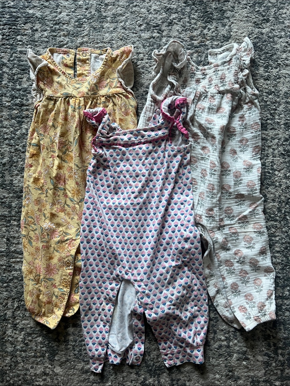 Carter's & little planet sleeveless Floral Print Rompers -Yellow, Pink, Cream